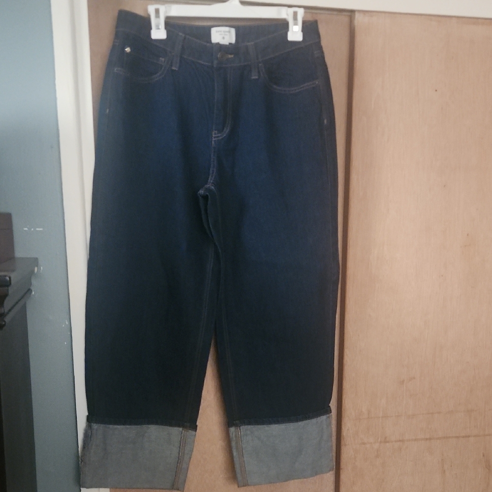 kate spade Dark Blue Boyfriend Jeans with Cuffed Hem